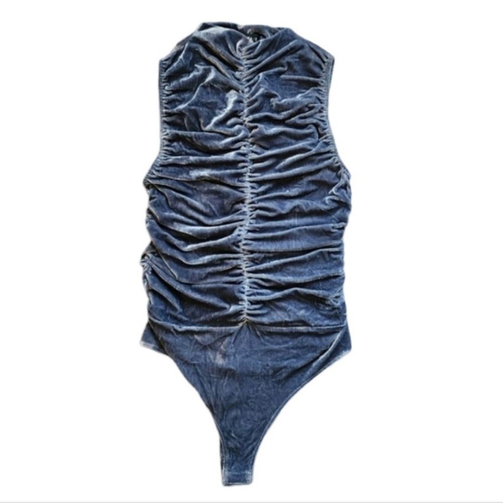Liz‎ & Sara NWT Small Gray, Velvety Tanga Bodysuit